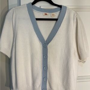 Levi's Cream and Blue Button-Up Cardigan